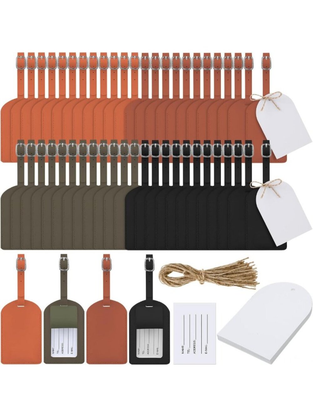 48 Sets Stylish Leather Luggage Tags - Perfect Wedding Favor & Travel Accessory